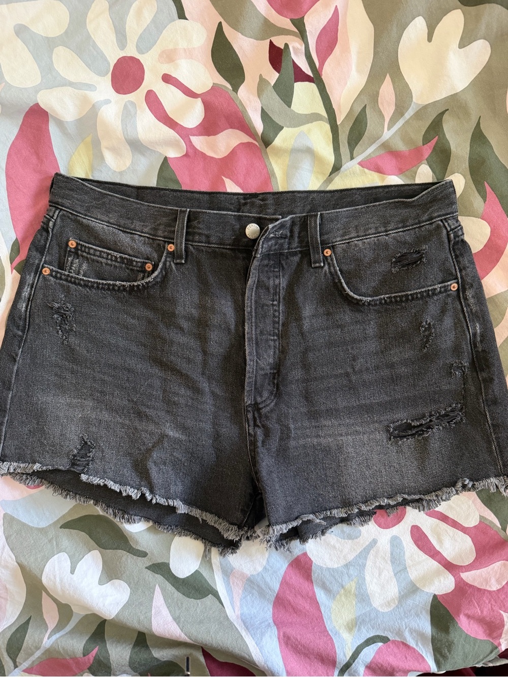 Denim Forum Black Denim Cutoff Shorts - Casual Distressed Women’s Shorts